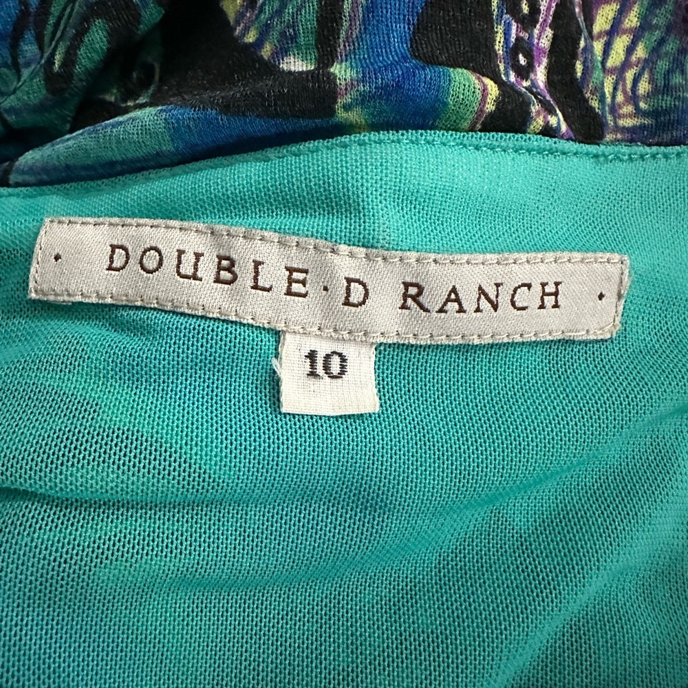 Double D Ranch Turquoise Teal Sleeveless Western Peplum Blouse Size 10 Medium - Picture 3 of 3
